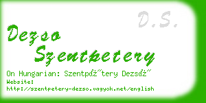 dezso szentpetery business card